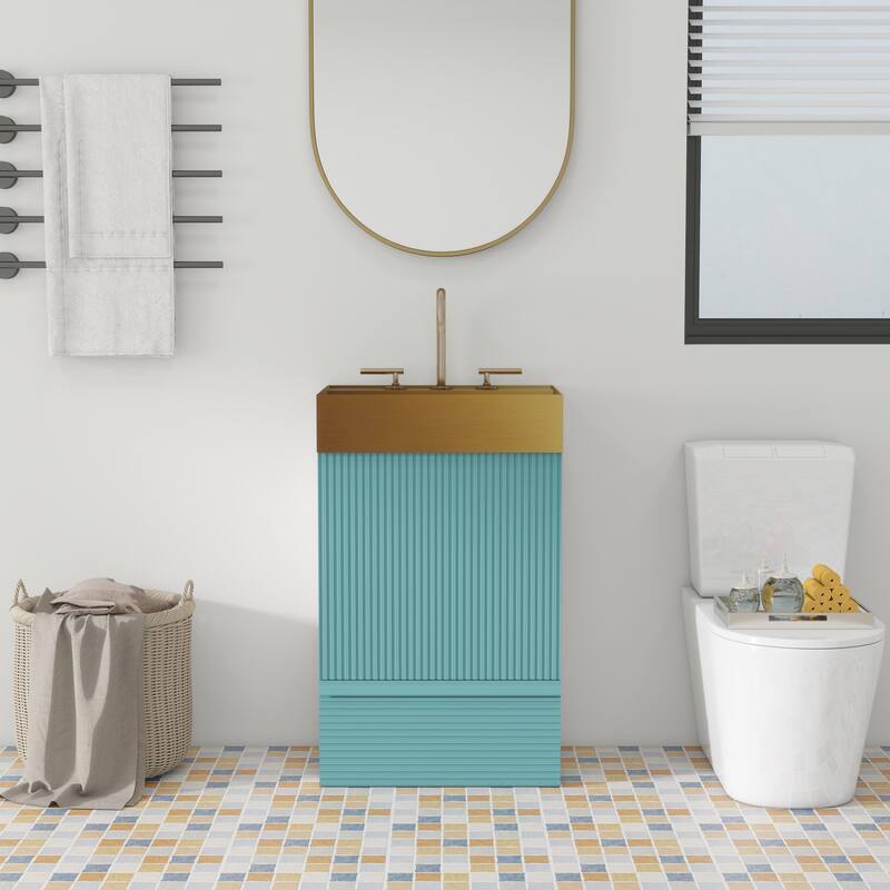 20"Bathroom Vanity with Stainless Steel Sink - Aqua