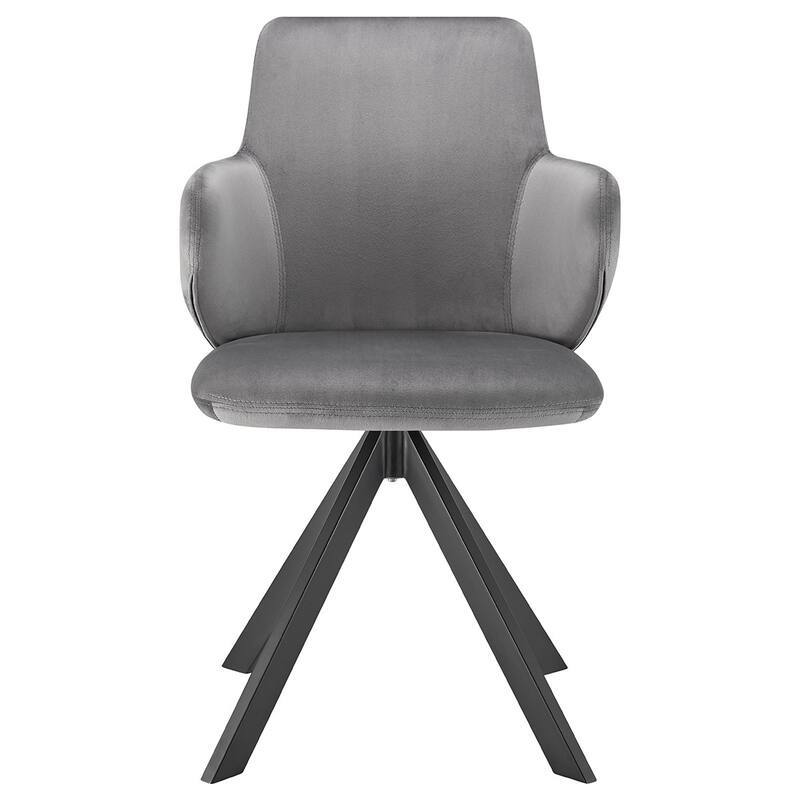 Velvet Swivel Dining Armchair with Black Steel Legs Modern Velvet Upholstered for Living Room - 33.47”H x 22.84”W x 24.02”D