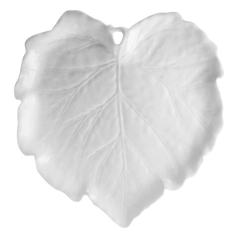 Martha Stewart 15.3in Fine Ceramic Leaf Shaped Platter in White