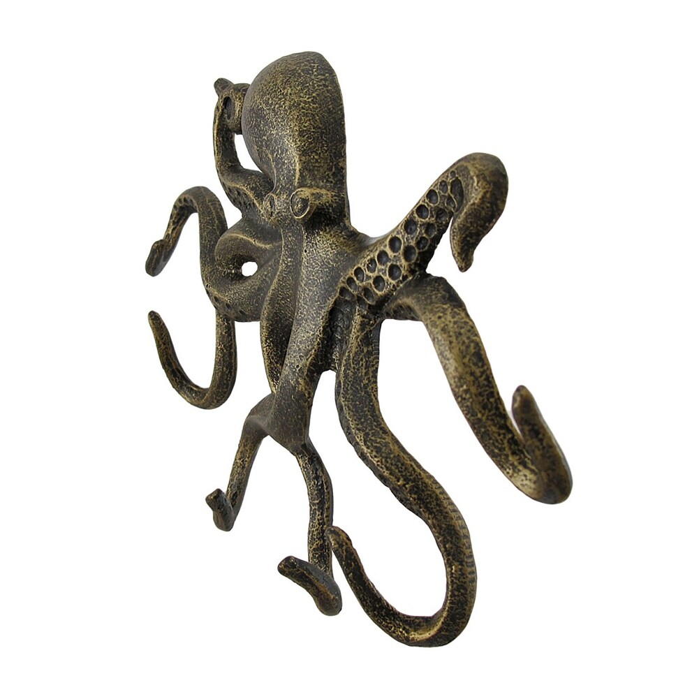 Swimming Octopus Antique Bronze Finish Decorative Wall Hook - 6.5