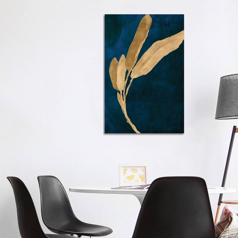 iCanvas "Gold Leaves on Navy III" by Lanie Loreth Canvas Print - 40x26x1.5
