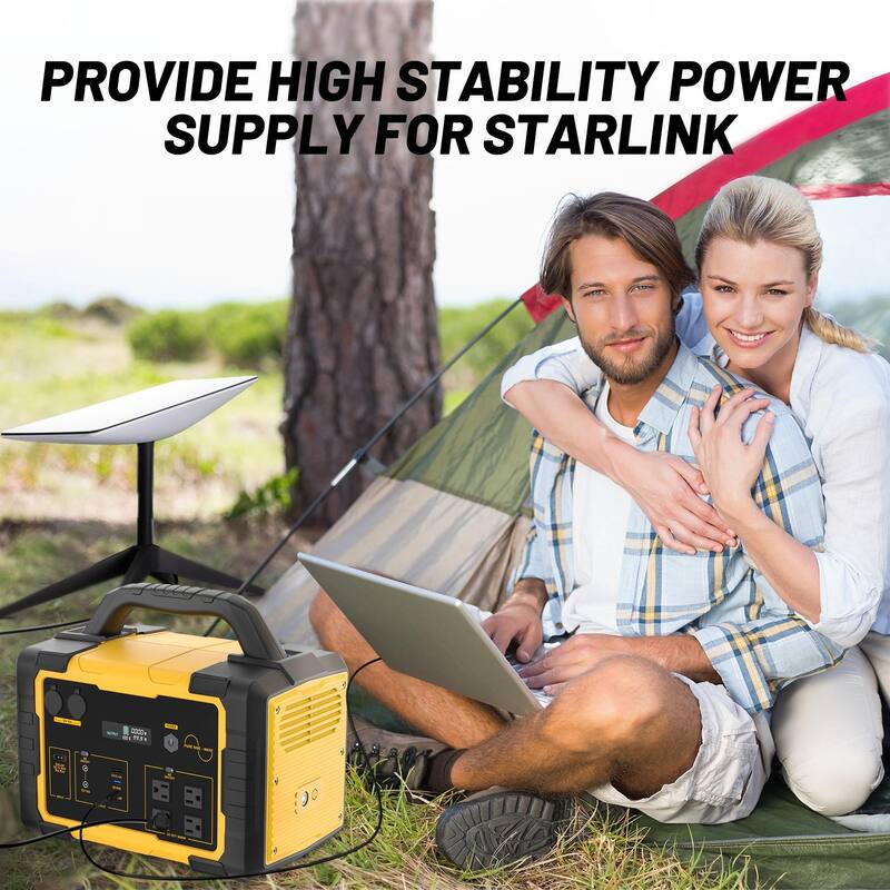 Portable Power Station Solar Generator with AC Outlet for Home Use, Camping, Emergencies - 1800W - N/A - Yellow