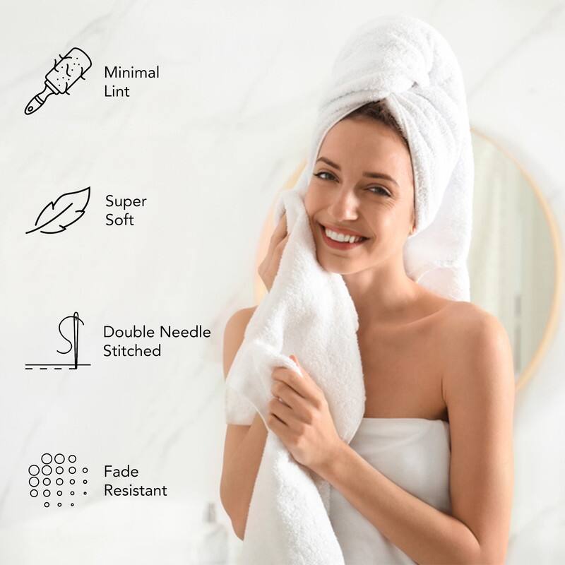 A1HC Bath Towel Set, 500 GSM Duet Technology 100% Ring Spun Cotton, Oeko-Tex Green Certified, Ultra Soft, Quick Dry