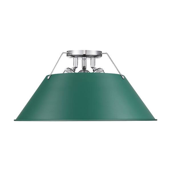 slide 1 of 1, Golden Lighting 3306-3FM CH Orwell 3 Light 19" Wide Semi-Flush Ceiling Chrome / Pine Green Shades