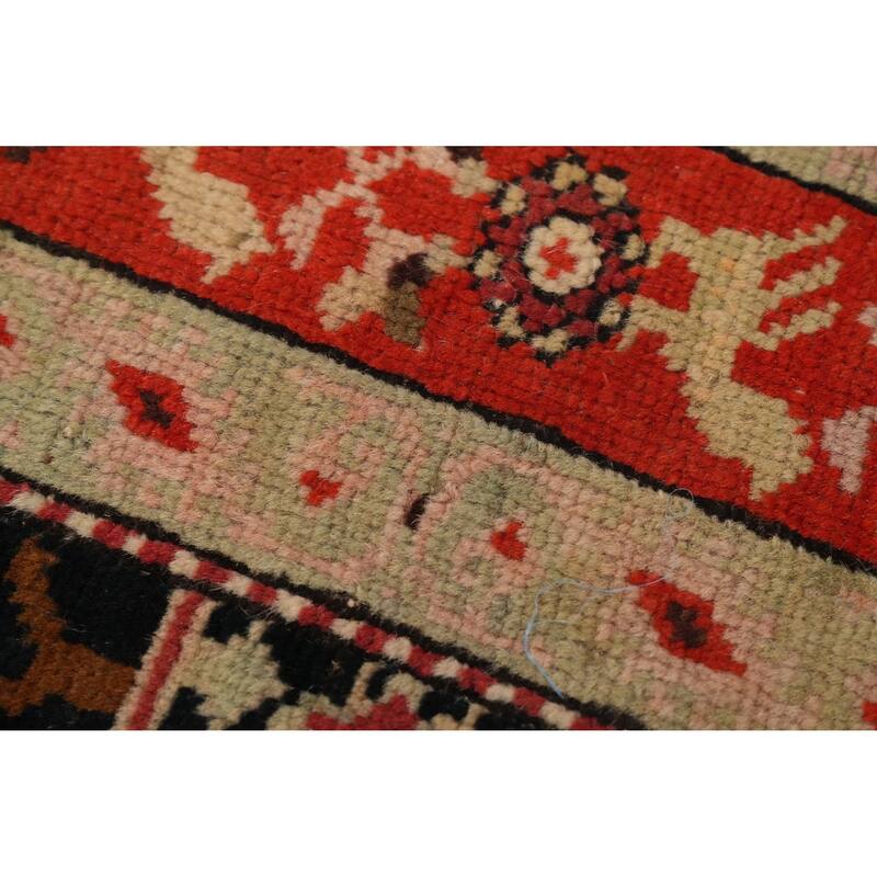 Hand Knotted Oriental 100% Wool Carpet Traditional Geometric Black Karabagh Runner Rug - 15' 11'' X 3' 6''