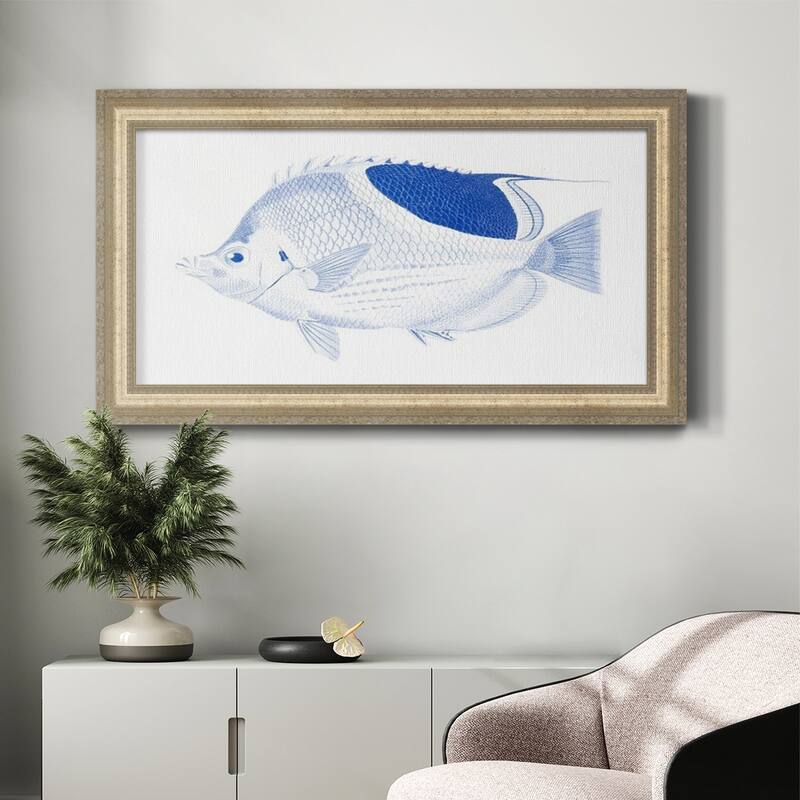 Blue & White Tropical Fish I Premium Framed Canvas- Ready to Hang