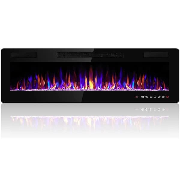 72-Inch Ultra-Thin Electric Fireplace – Wall-Mounted Or Recessed Heater With Remote, Multi-Color Flame