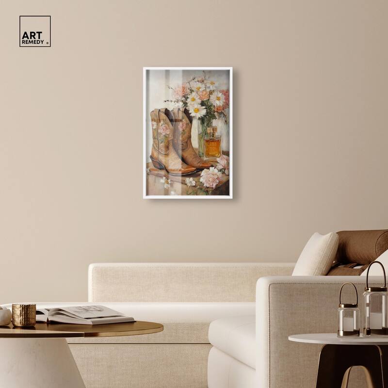Delicate Floral Boots II Shadowbox by Art Remedy