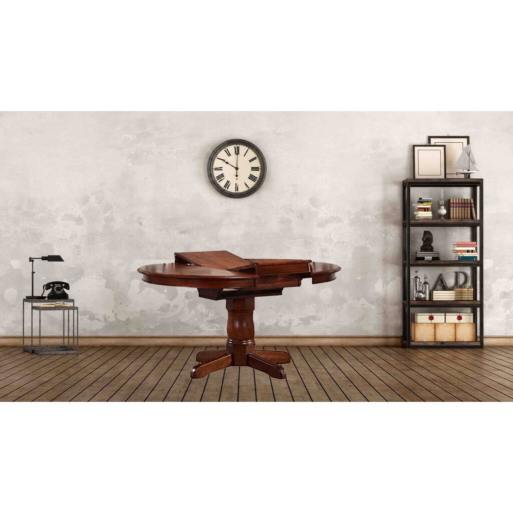 Round Butterfly Leaf Dining Table, 42" x 42" x 60", Cinnamon - N/A