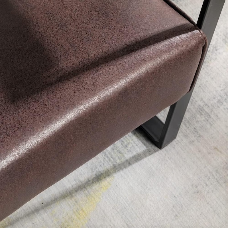 Hosam 25.4" PU/Microfiber Upholstery Metal Arms Chair