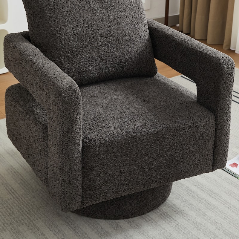 Charcoal 29.13" Boucle Swivel Accent Chair