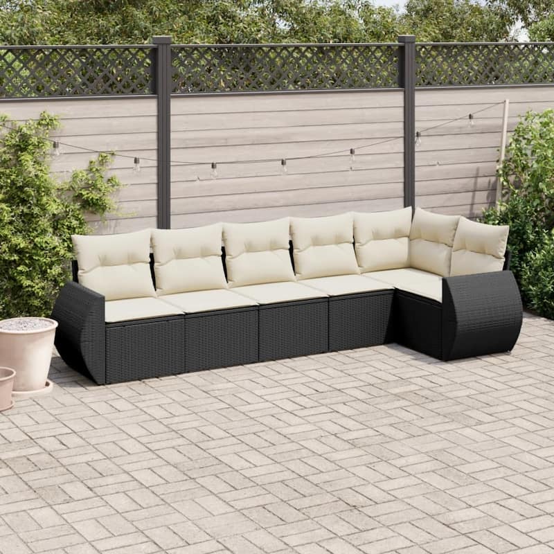 vidaXL Garden Sofa Set Black - Black and cream Medium Without table