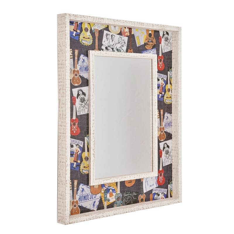 Kona Coast by Reyn Spooner Navy Lahaina Sailor Double Frame Mirror w/Lacquer - 22" x 28" - Blue and Red (Don's Collection)