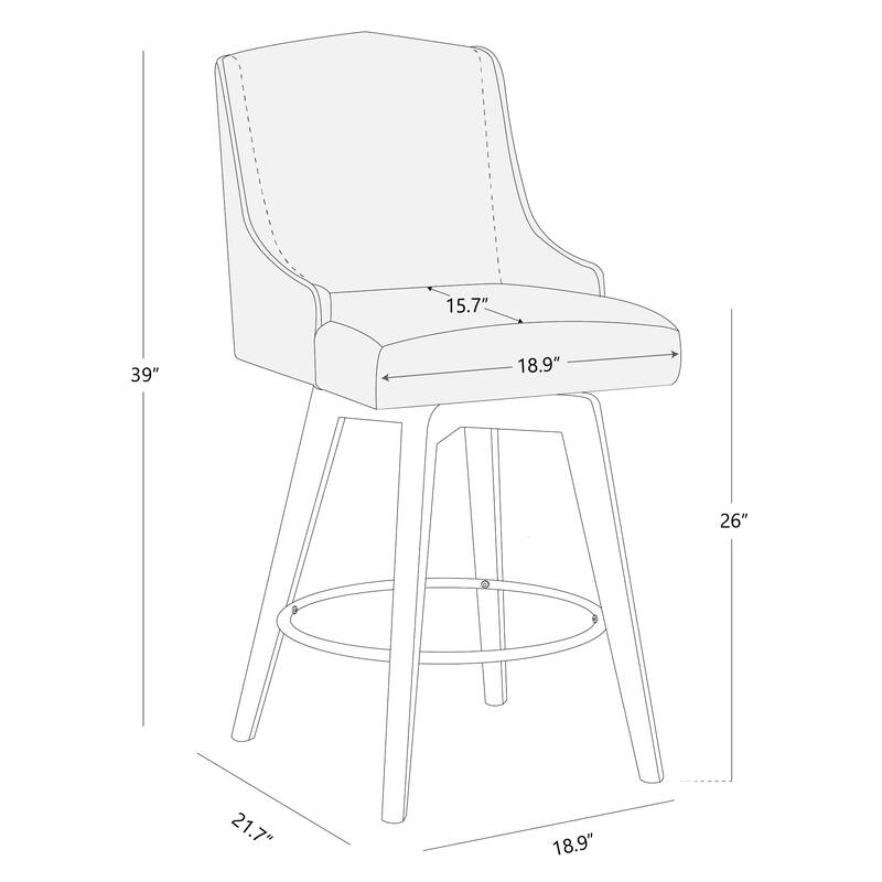 Spruce & Spring Jayden Upholstered Counter Height Swivel Barstool Set