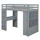 preview thumbnail 29 of 38, Full Size Loft Bed with large shelves, writing desk & LED Light, White