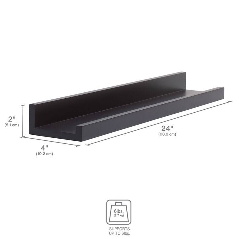 Melannco Floating MDF Photo Ledge, 24 Inch, Espresso