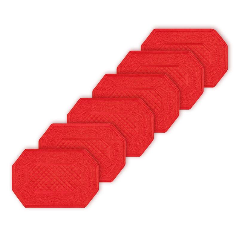Red Octagonal July Fourth Placemat Set of 6 - Set of 6