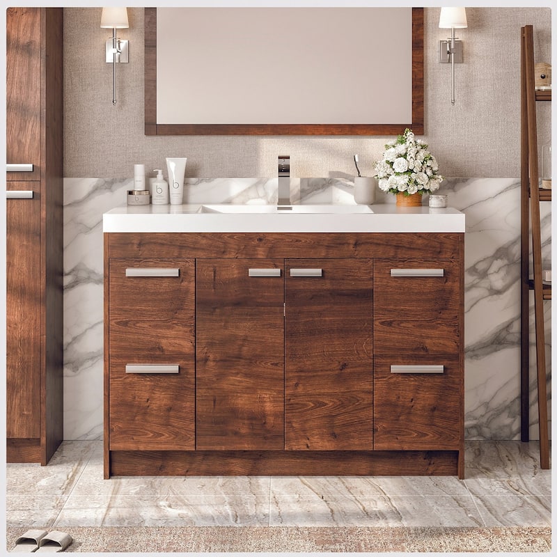 Eviva Lugano 48" Rosewood Bath Vanity with Integrated Acrylic Top