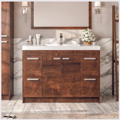 Eviva Lugano 48" Rosewood Bath Vanity with Integrated Acrylic Top