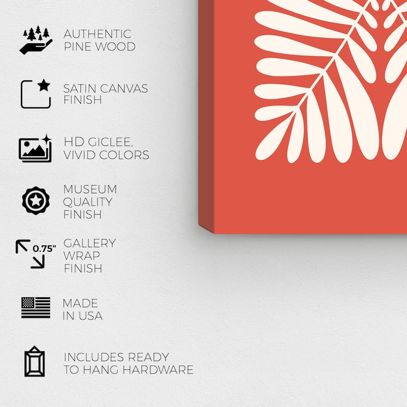 Wynwood Studio Canvas Abstract Botanic Stamping Orange and Dark Orange Modern & Contemporary Wall Art Canvas Print