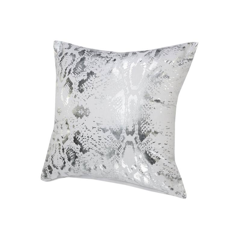 Metallic Snakeskin Throw Pillows - 20" - White and Silver - Set of 2
