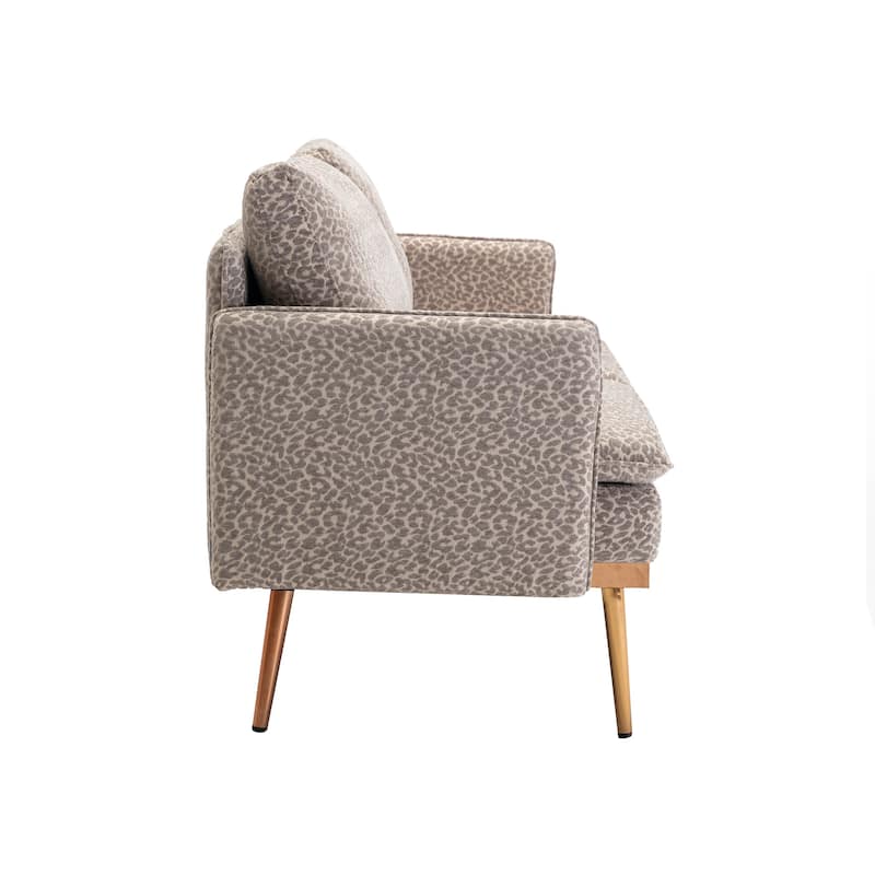 Polyester Upholstered Living Room loveseats sofa With Golden Legs