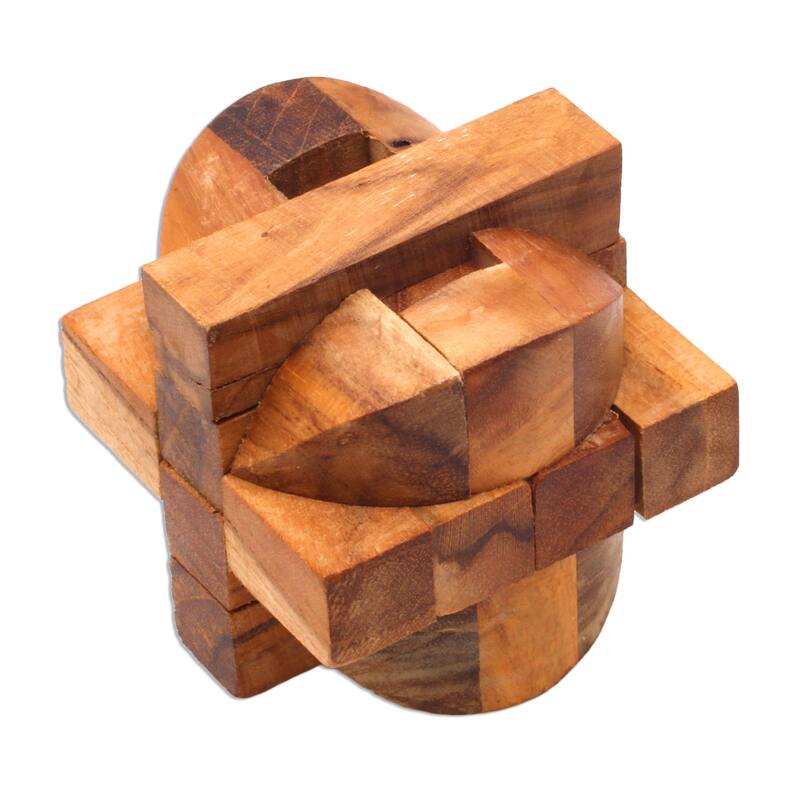 Novica Handmade Mental Exercise Teak Wood Puzzle