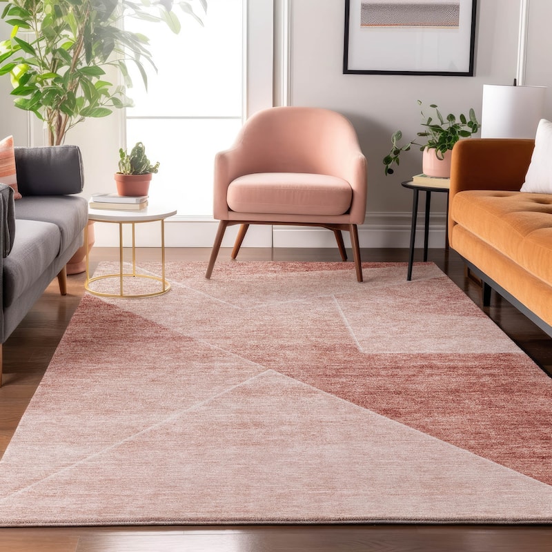 Premium Washable Super Soft Modern Mid Century Mayfield Rug - Salmon - 3' x 5' - Rectangle