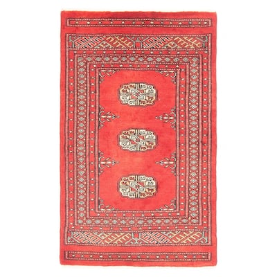 ECARPETGALLERY Hand-knotted Finest Peshawar Bokhara Red Wool Rug - 2'0 x 3'4
