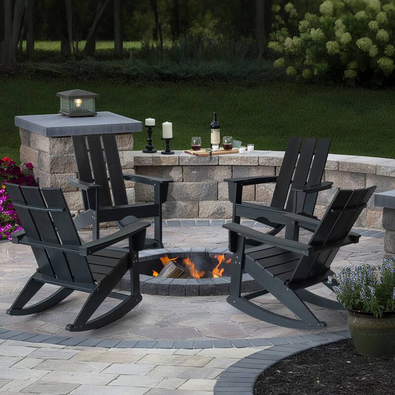 Modern Outdoor Adirondack Rocking Chair,Patio Rocker Chair,All Weather HDPE Plastic Adirondack Rocker for Poolside, Lawn, Garden