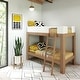 preview thumbnail 1 of 11, Max and Lily Mid-Century Modern Twin over Twin Bunk Bed White/Pecan
