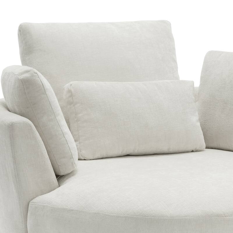 Modern Swivel Barrel Chair, Upholstered Swivel Accent Chair for Living Room