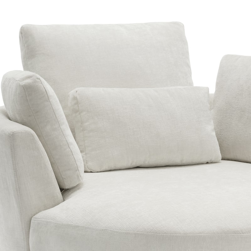 Upholstered Swivel Barrel Armchair with Storage Ottoman (Set of 2)