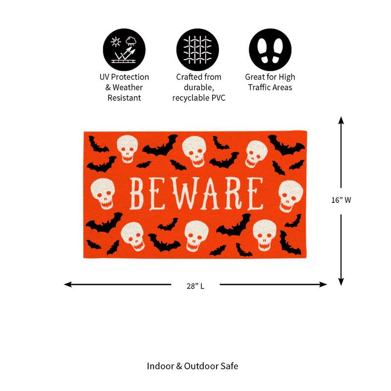 16 in. x 28 in. PVC Halloween Be Ware Door Mat