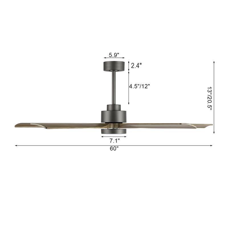 WINGBO 52" and 60" Solid Wood DC Motor Integrated LED Ceiling Fan with Remote