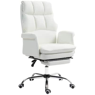 PU Leather Reclining Office Chair with Footrest and Swivel - 27.2" W x 25.2" D x 43.3" - 46.5" H