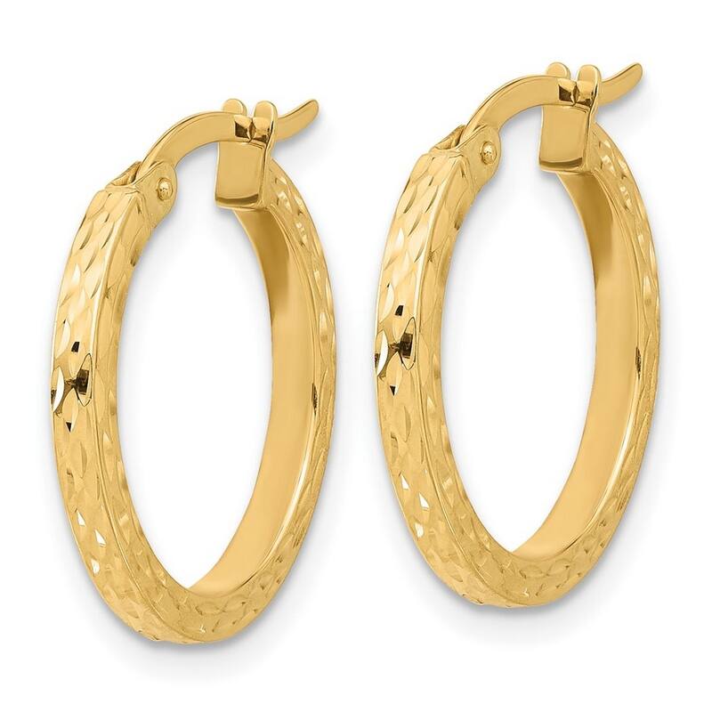 Curata 14k Yellow Gold Sparkle Cut Hoop Earrings - 19.42x18.9mm