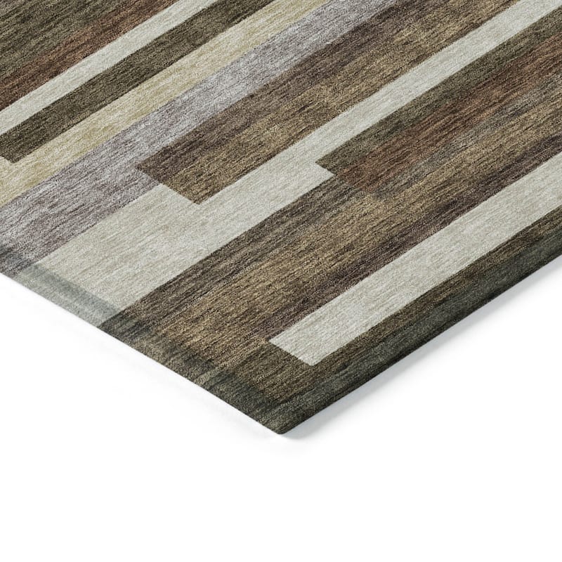 HomeRoots Striped Transitional Rectangle Outdoor Rug