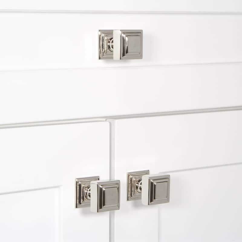 Grandeur CARR-BRASS-KNOB-CARR Carre 1-1/4" Solid Metal Stepped Square