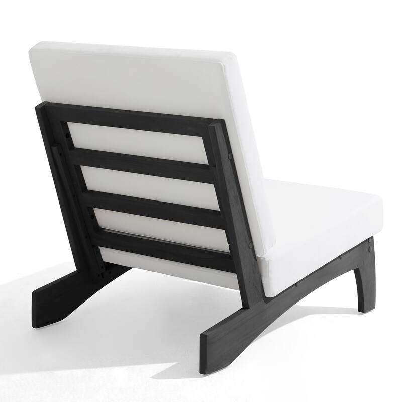 3 Piece Teak Wood Outdoor Conversation Chair Set with Table, Cushion