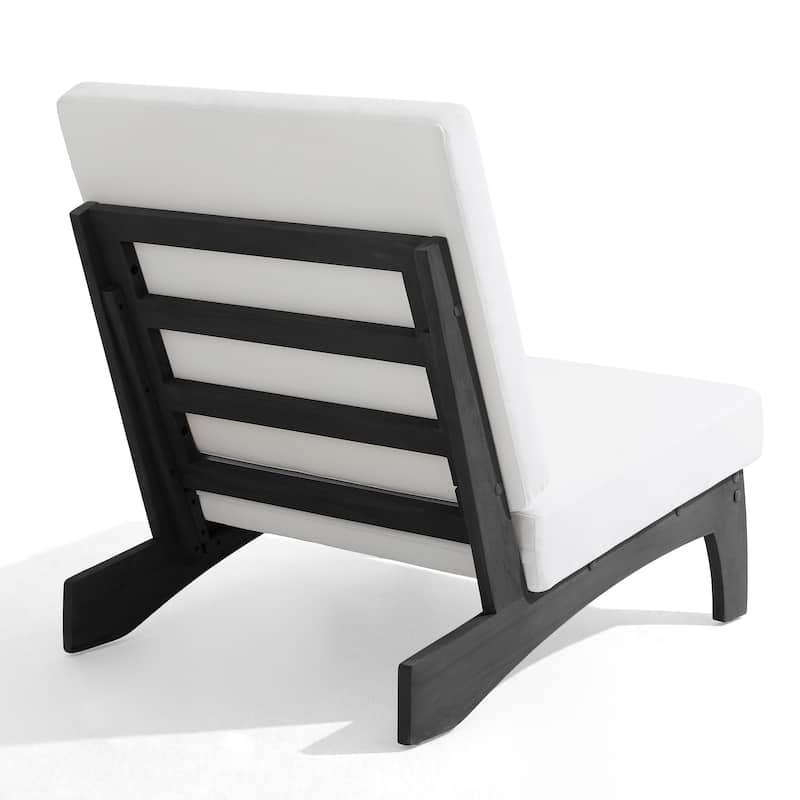 4Piece Wood Outdoor Loveseat Chair Conversation Set with Table Cushion