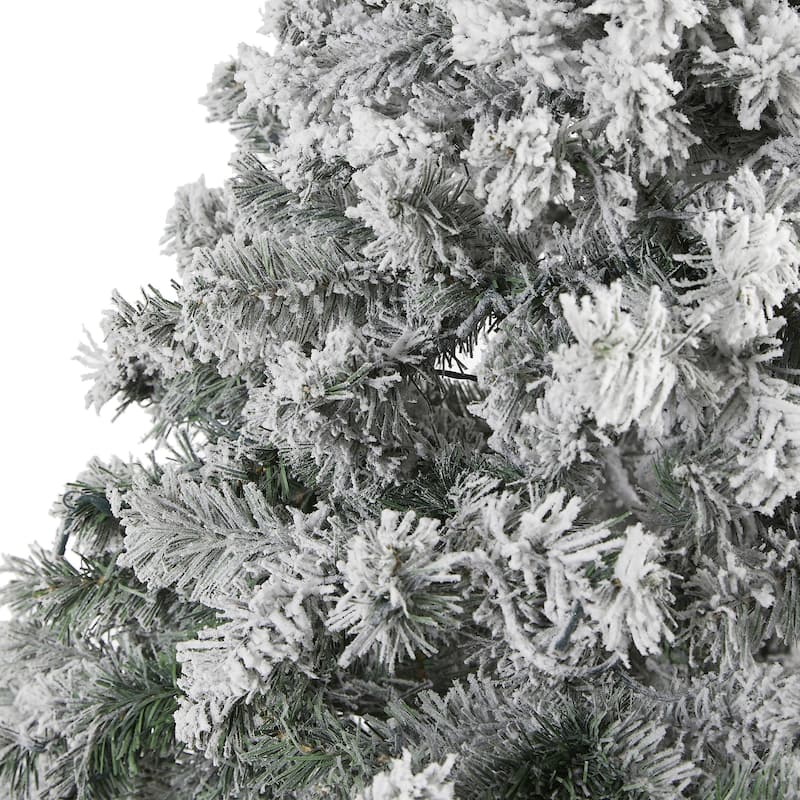 7ft. Flocked Spruce Artificial Christmas Tree with 800 Branches - Winter Wonderland Holiday X-Mas Tree