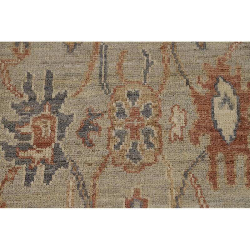 Vegetable Dye Oushak Turkish Runner Rug Handmade Wool Carpet - 3'2" x 10'0"
