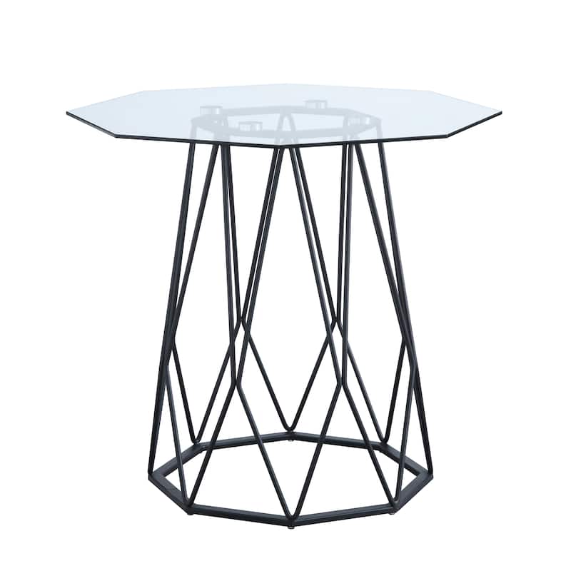 Parisa Contemporary 24-inch Glass Top Side Table by Furniture of America - Black