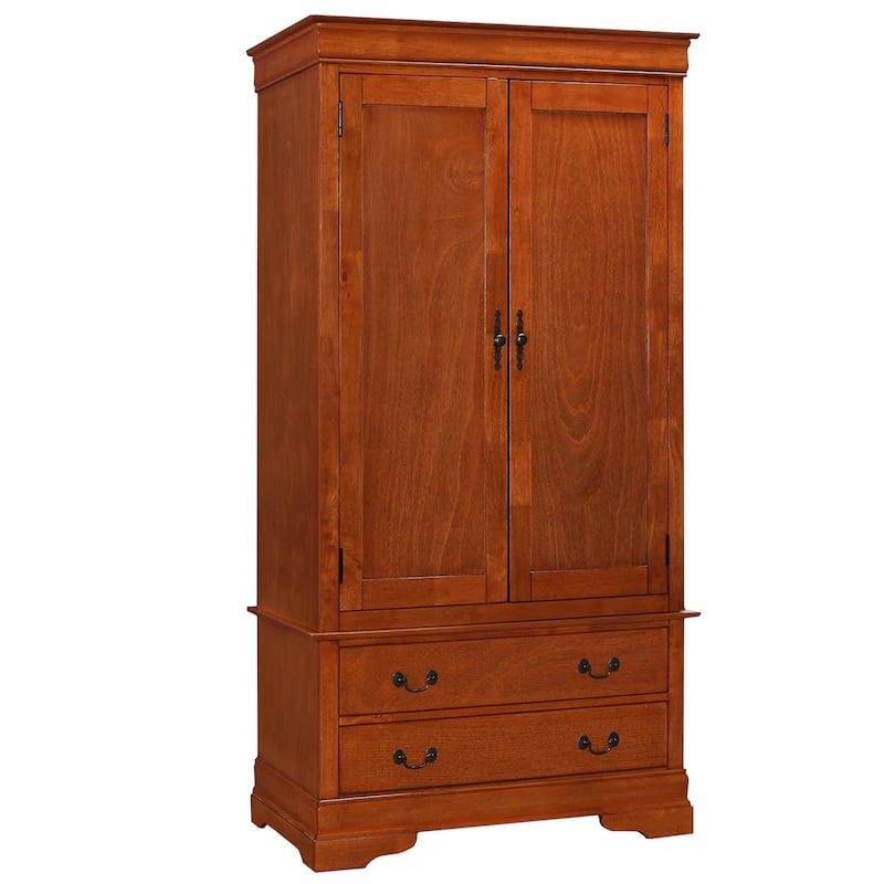 Wooden Armoire with 2-Drawers - 78" -Oak Finish