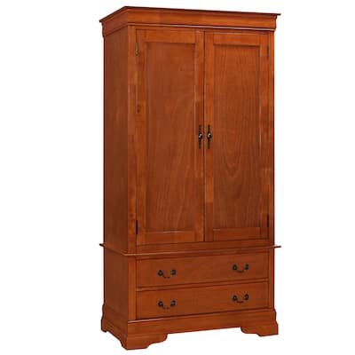 Wooden Armoire with 2-Drawers - 78" -Oak Finish