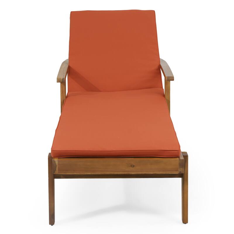 Jason Outdoor Acacia Wood Outdoor Chaise Lounge with Water Resistant Cushion by Christopher Knight Home
