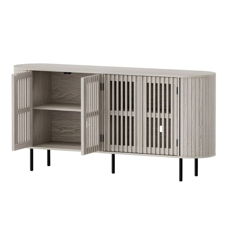 WAMPAT 66" Sideboard Buffet Cabinet, Fluted Accent Storage Cabinet