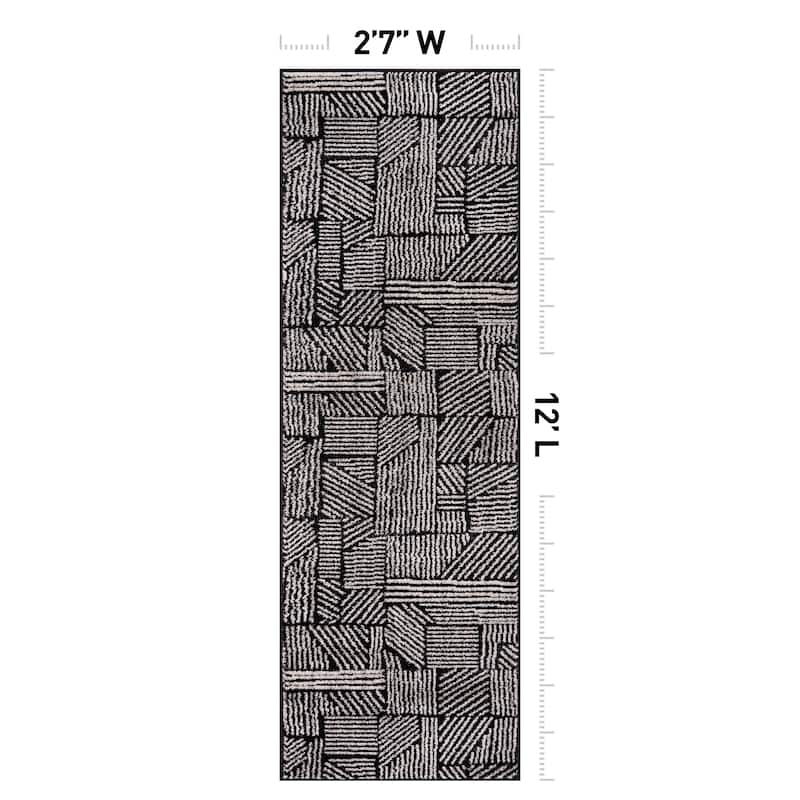 World Rug Gallery Contemporary Boho Stripes Black Area Rug