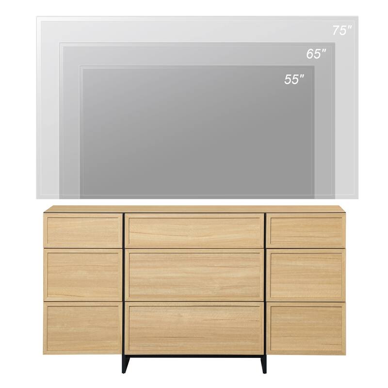 WAMPAT Modern TV Stand, Entertainment Center with T-Shaped Legs, Media Console Table with Storage Drawers